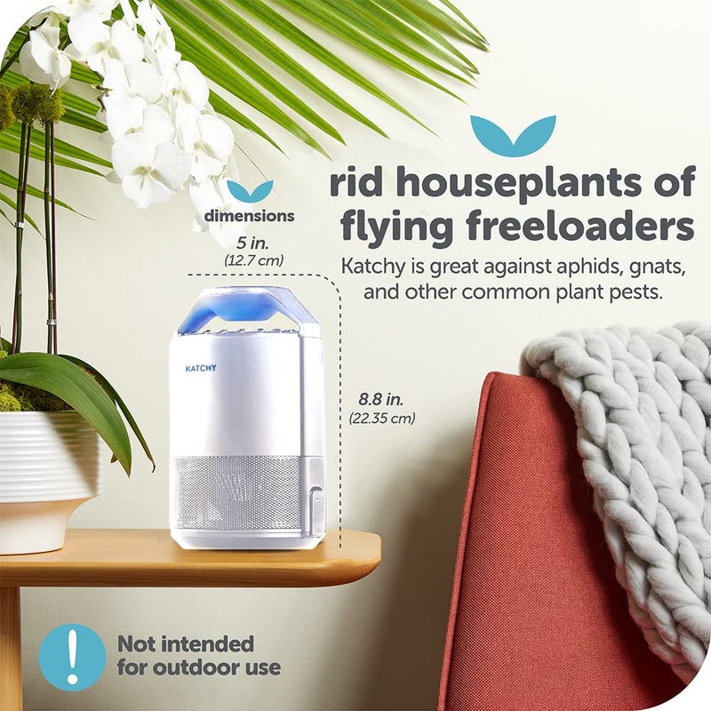 Katchy Indoor Fly Trapâ€“ Catcher & Killer for Mosquito, Fruit Fly, Gnat & Small Moth â€“ Non-Zapper Trap with Fan Suction & Blue UV Light â€“ Ideal for Indoor Spaces, Kitchen & Plants (Original, White) - Image 5
