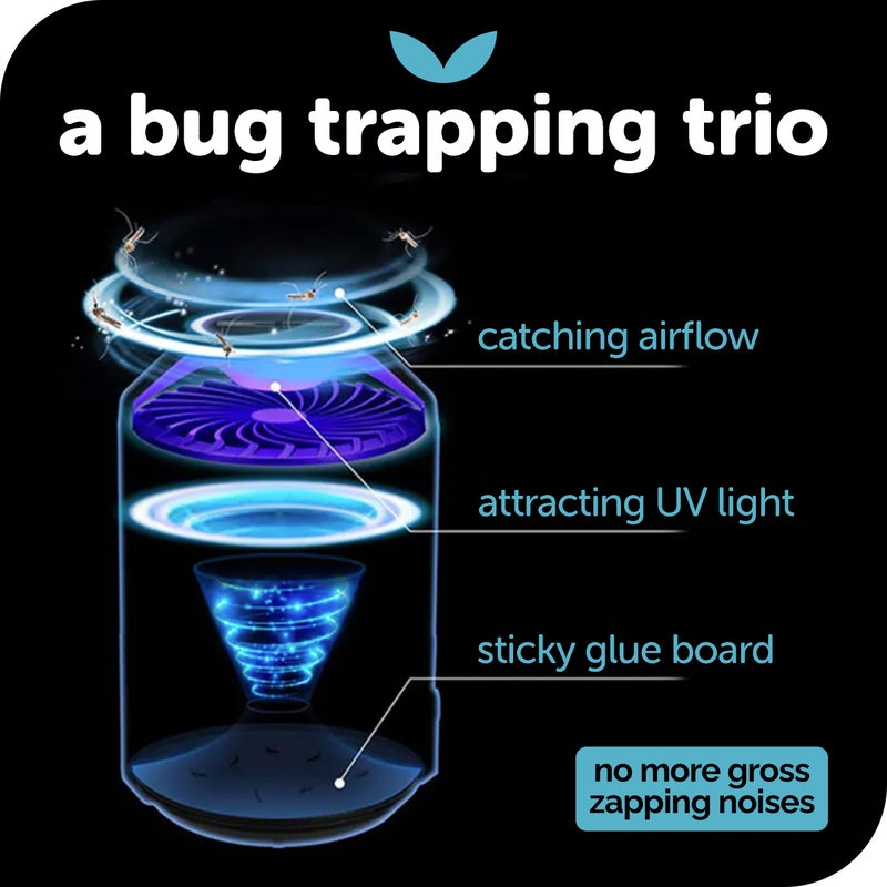 Katchy Indoor Fly Trapâ€“ Catcher & Killer for Mosquito, Fruit Fly, Gnat & Small Moth â€“ Non-Zapper Trap with Fan Suction & Blue UV Light â€“ Ideal for Indoor Spaces, Kitchen & Plants (Original, White) - Image 3