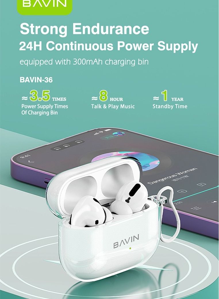 Bavin Bavin BA36 Tws Wireless Bluetooth Earphone True hi-fi Stereo Wireless Charging Earbuds ZCB67EA40FC41B1C17195Z