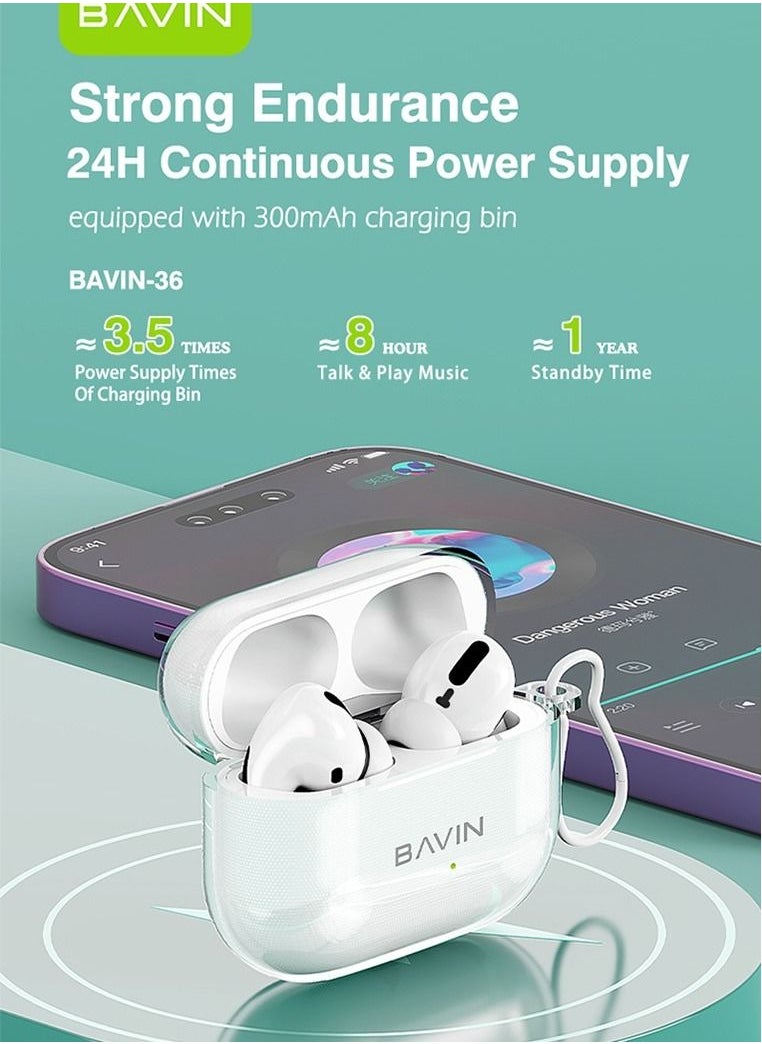 Bavin BAVIN BA36 TWS Wireless Bluetooth Earphone True Hi-Fi Stereo Wireless Charging Earbuds Touch Control  - Image 1