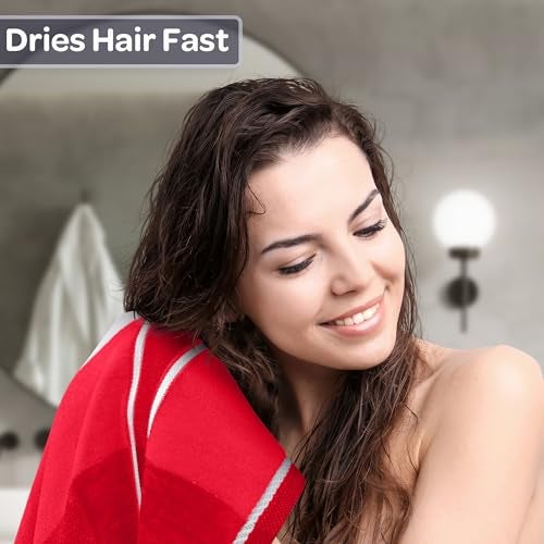 Lavish Home 6 Piece Bathroom Towels Set - 525 GSM 100% Cotton Bathroom Accessories - 2 Bath Sheets, 2 Hand Cloths, and 2 Wash Cloths - Soft Towel Set for Shower, Gym, Dorm, and Spa (Red) - Image 3