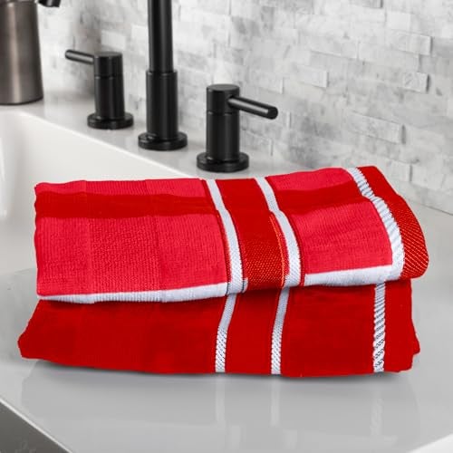 Lavish Home 6 Piece Bathroom Towels Set - 525 GSM 100% Cotton Bathroom Accessories - 2 Bath Sheets, 2 Hand Cloths, and 2 Wash Cloths - Soft Towel Set for Shower, Gym, Dorm, and Spa (Red) - Image 4
