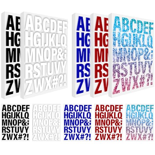 LifeisLuck 30 Sheets 930 Pieces Iron on Letters for Clothes 1.6 Inch Heat Transfer Letters with A-Z Iron on Vinyl Letters in 5 Colors PU Alphabet Adhesive Stickers for DIY Printing Craft Fabric T-Shirt Jersey - Image 1