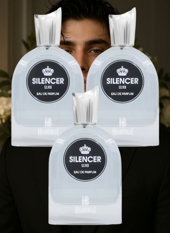 Heartbeat 3 Pieces Silencer Silver Perfume 100ML - Image 1