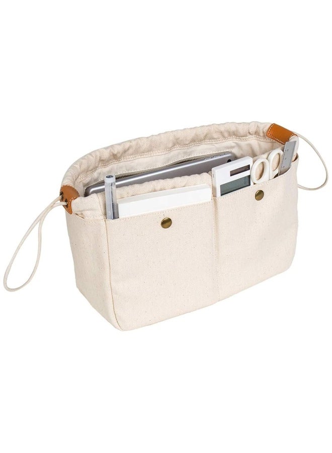 Canvas Handbag Organizer Insert Easy Handbag organizer with Zipper Inside Bag Divider Tote Shaper Tote Bag in Bag Inside Purse Organizer Organizers Sturdy Purse Insert Organizer Bag in Bag (M) - Image 1