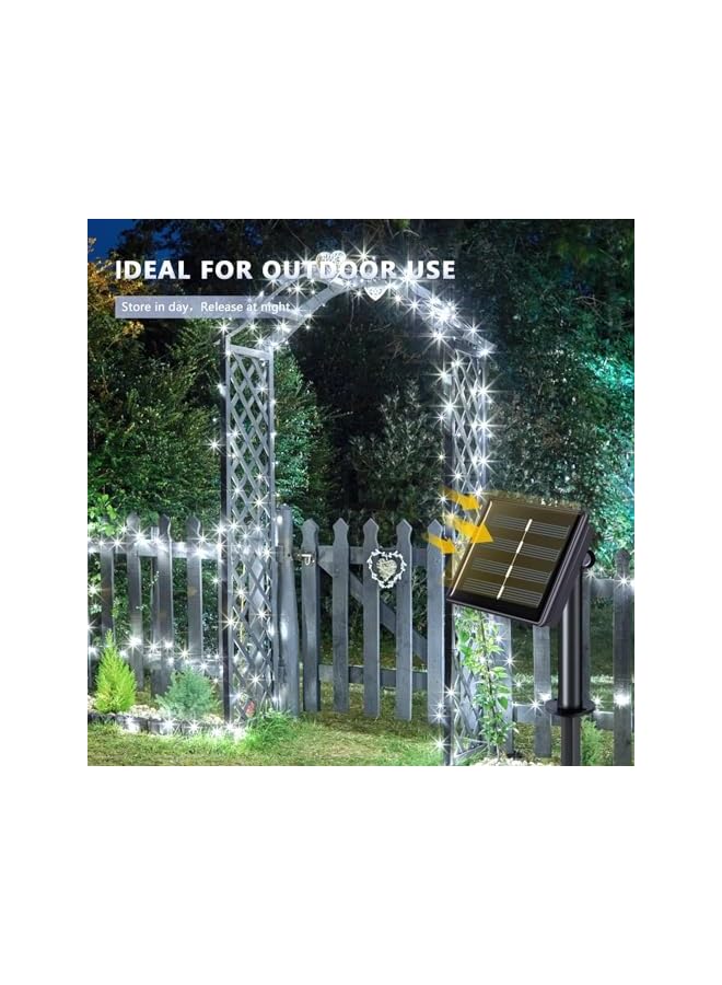 The Bros أضواء شمسية متسلسلة، 200 لمبة LED شمسية، أضواء خرافية خارجية مقاومة للماء مع 8 أوضاع، تشغيل/إيقاف تلقائي، أضواء متلألئة شمسية لعيد الميلاد، حفلات الزفاف، زينة الحدائق والفناء (أبيض دافئ 2 قطعة 22م) - Image 5