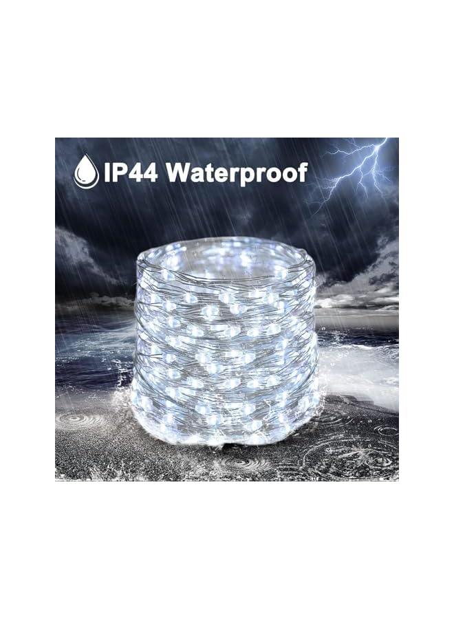 The Bros أضواء شمسية متسلسلة، 200 لمبة LED شمسية، أضواء خرافية خارجية مقاومة للماء مع 8 أوضاع، تشغيل/إيقاف تلقائي، أضواء متلألئة شمسية لعيد الميلاد، حفلات الزفاف، زينة الحدائق والفناء (أبيض دافئ 2 قطعة 22م) - Image 4