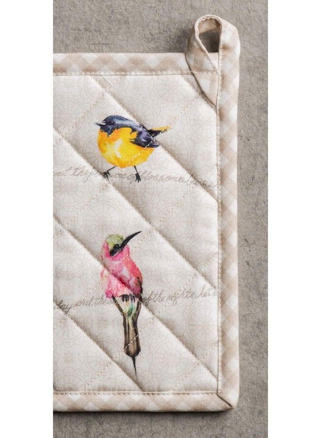 Maison d' Hermine Hot Pads 100% Cotton Pot Holders Set Of 2 With Hanging Loop Potholder Heat Resistant Bbq Baking Grilling & Barbeque Birdies On Wire Spring/Summer (8"X8")  - Image 4