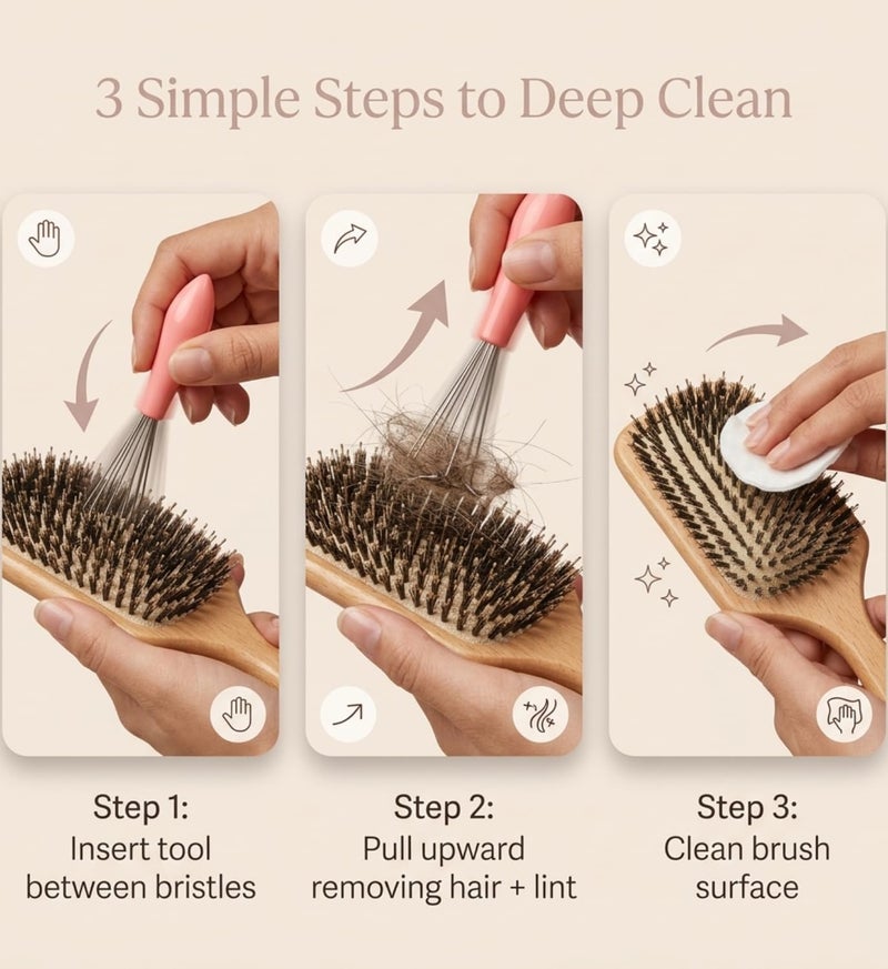 INSIME Comb cleaner brush Hair brush cleaner tool with Metal teeth for deep comb cleaning | Proffesional Hairbrush comb cleaner tool for hair comb cleaning for Home & Salon (Pack of 2) - Image 3