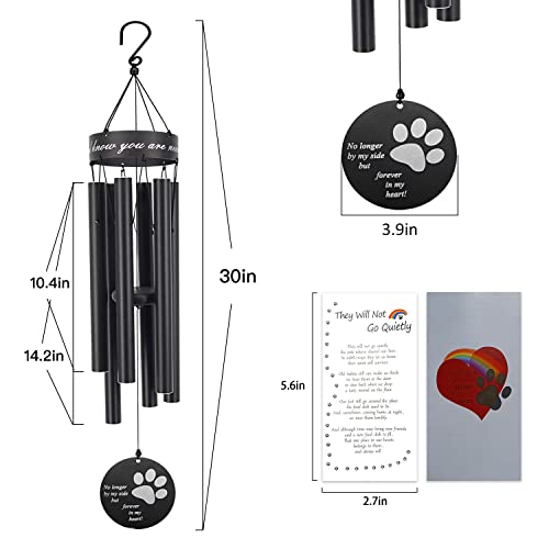 ASTARIN Pet Memorial Wind Chime, 30 Inches Paw Print Pet Remembrance Gift to Honor and Remember a Dog, Cat, or Other Pet, Premium Metal Wind Chime, Black - Image 2