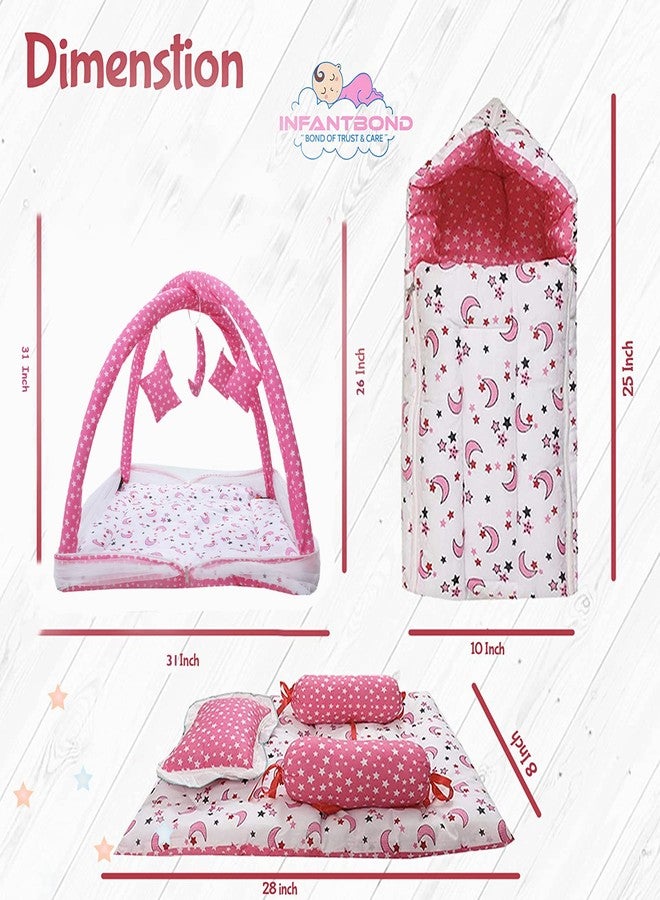 Infantbond New Born Baby All in One Bedding Essential | Baby Bed | Baby Carry Bag | Pack of 10 (Pink Moon) - Image 3