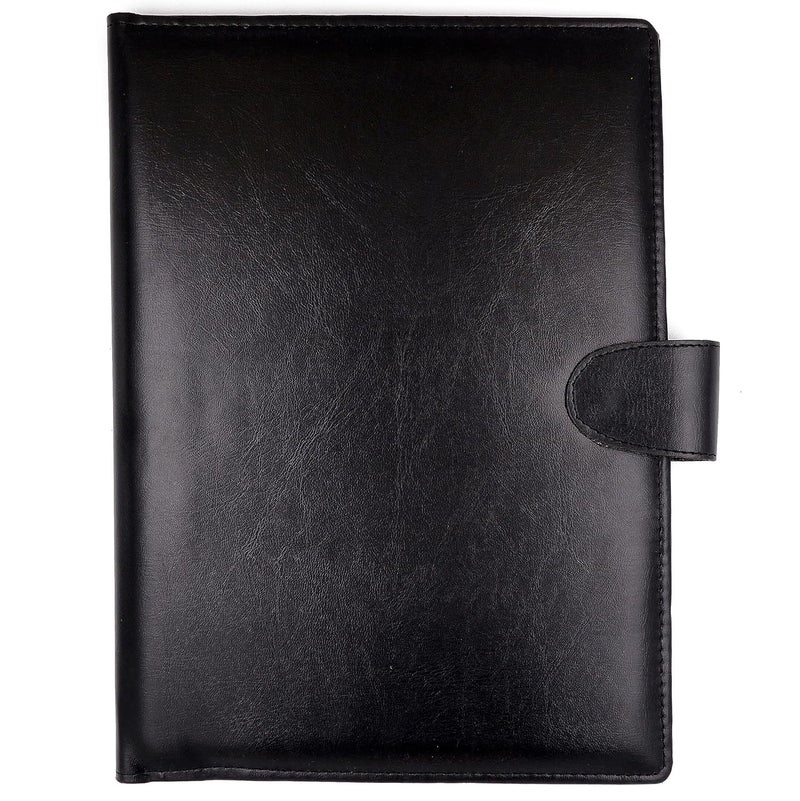 Asraw Professional PU Leather Multipurpose Magnetic Button Lock Conference File Folder Certificate Organiser for Meetings, Conferences, Seminars, Presentations, Interview Portfolio (Jet Black) - Image 1