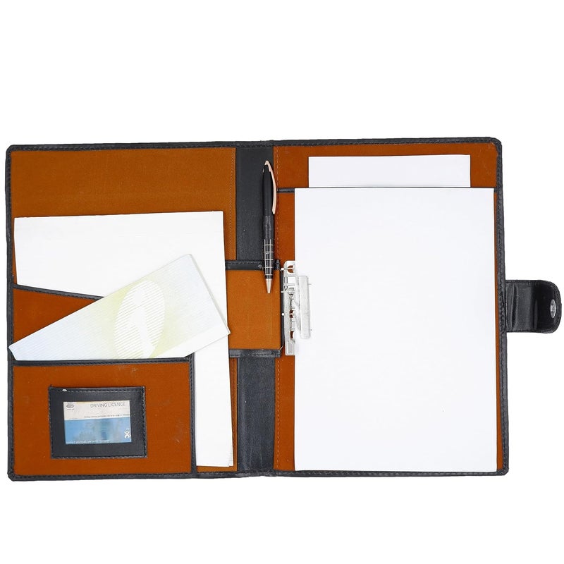 Asraw Professional PU Leather Multipurpose Magnetic Button Lock Conference File Folder Certificate Organiser for Meetings, Conferences, Seminars, Presentations, Interview Portfolio (Jet Black) - Image 3
