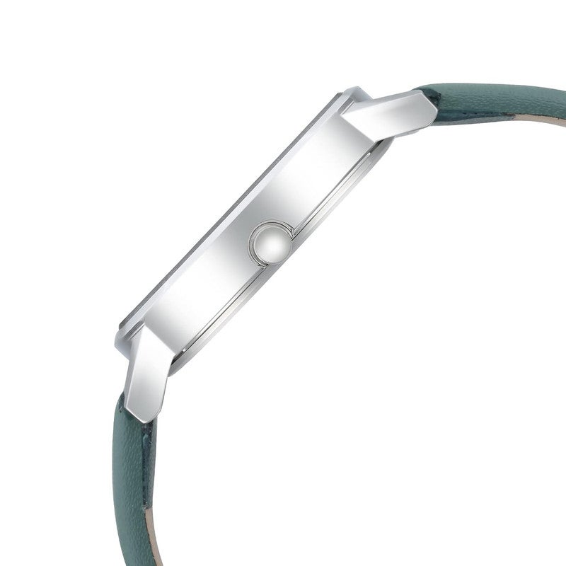 Fastrack Wear Your Look Women's Quartz Analog Watch | Layered Grey Dial with Semicircular Day & Date Displays | Green Leather Strap - 6172SL04 - Image 2