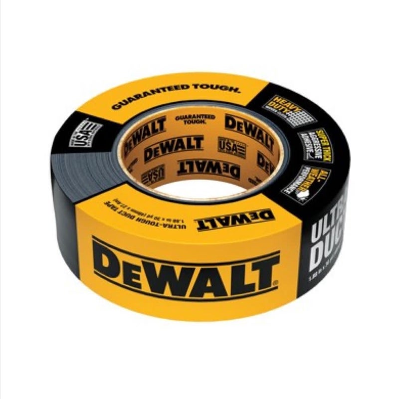 DEWALT Ultra Tough Duct Tape, 1.88 in x 30 yd, Heavy Duty, Ultra Strong, Aggressive Adhesive, All-Weather, Single Roll, Black - Image 1