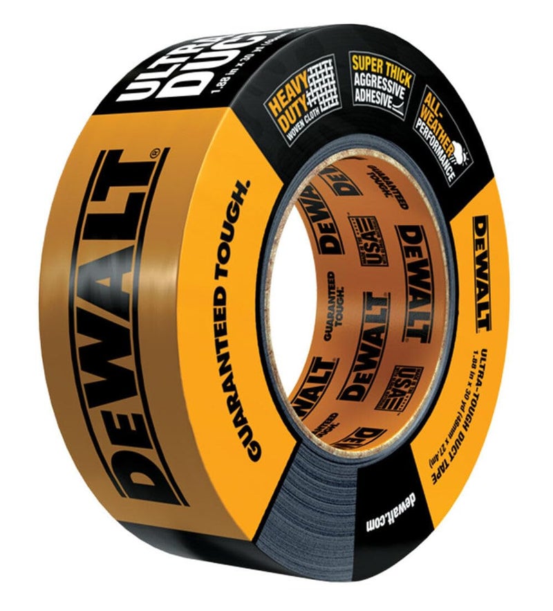 DEWALT Ultra Tough Duct Tape, 1.88 in x 30 yd, Heavy Duty, Ultra Strong, Aggressive Adhesive, All-Weather, Single Roll, Black - Image 2