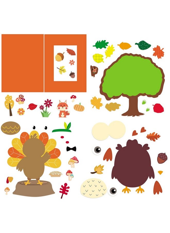 ceiba tree - Fall Craft Kit Thanksgiving Selfadhesive Foam Pieces Photo Frame Door Sign Leaf Tree Turkey Decorations 12 Kits For Kids - Image 1