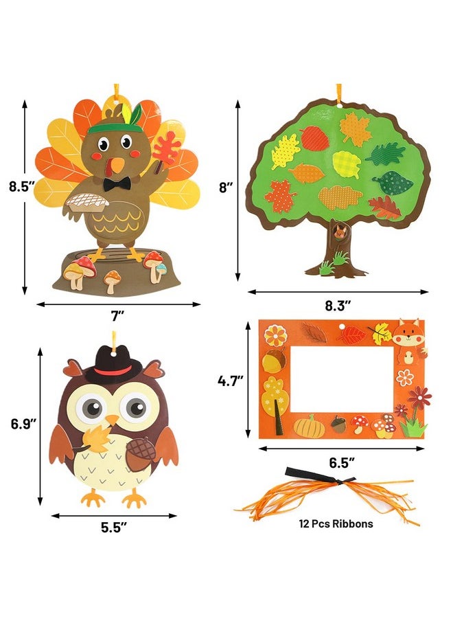 ceiba tree - Fall Craft Kit Thanksgiving Selfadhesive Foam Pieces Photo Frame Door Sign Leaf Tree Turkey Decorations 12 Kits For Kids - Image 1