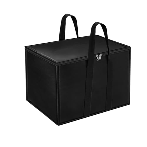 DAHSHA 1 Pack Nylon Moisture Proof Multi-Purpose 70 L Large Toys Storage Bag/Books Magazine/Blankets/Clothes Storage Organizer with Zip and Handle Rectangular(Black, 55.8x34x36.8cm) - Image 1