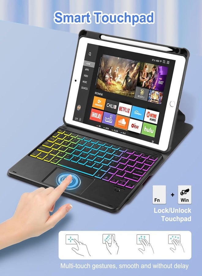 MePadKey Touchpad Keyboard Case for iPad 9th /8th/7th Generation 10.2 inch, 360 Degree Rotation Cover with Rainbow Backlit Wireless Detachable Keypad for iPad Pro 10.5/Air 3rd Gen (Black) - Image 3