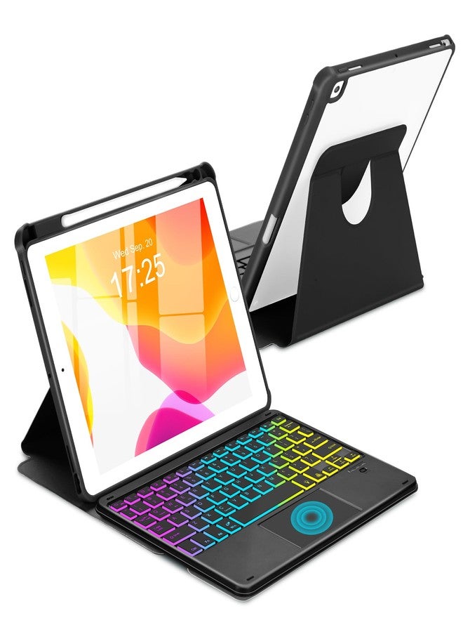 MePadKey Touchpad Keyboard Case for iPad 9th /8th/7th Generation 10.2 inch, 360 Degree Rotation Cover with Rainbow Backlit Wireless Detachable Keypad for iPad Pro 10.5/Air 3rd Gen (Black) - Image 1