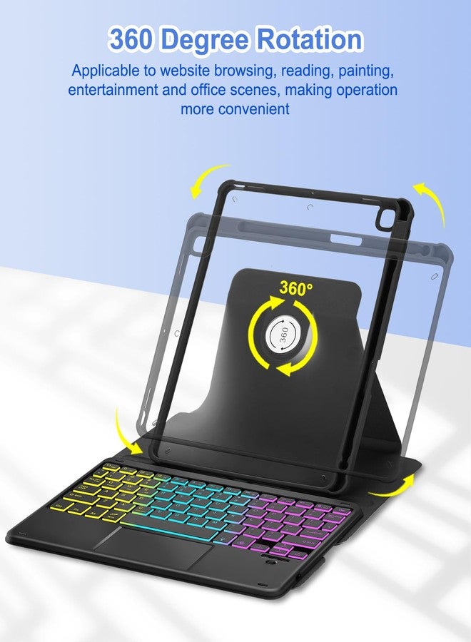 MePadKey Touchpad Keyboard Case for iPad 9th /8th/7th Generation 10.2 inch, 360 Degree Rotation Cover with Rainbow Backlit Wireless Detachable Keypad for iPad Pro 10.5/Air 3rd Gen (Black) - Image 4