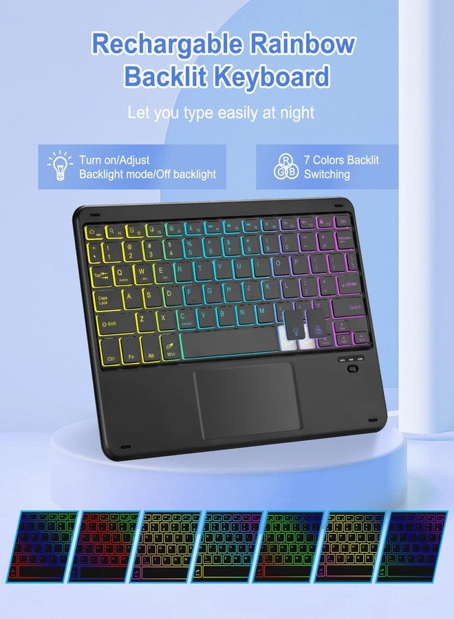MePadKey Touchpad Keyboard Case for iPad 9th /8th/7th Generation 10.2 inch, 360 Degree Rotation Cover with Rainbow Backlit Wireless Detachable Keypad for iPad Pro 10.5/Air 3rd Gen (Black) - Image 5