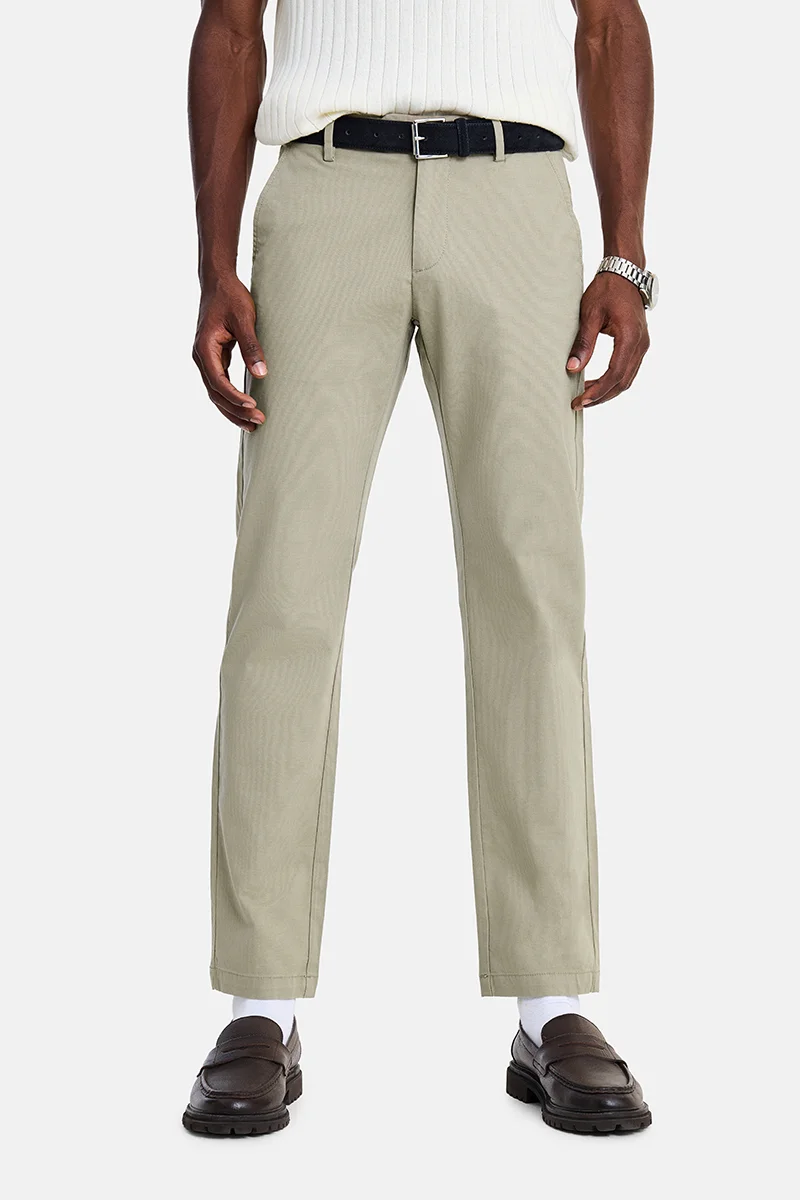 سنيتش Beige Solid Slim Fit Festive Trousers
