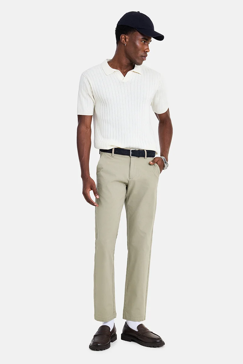 سنيتش Beige Solid Slim Fit Festive Trousers