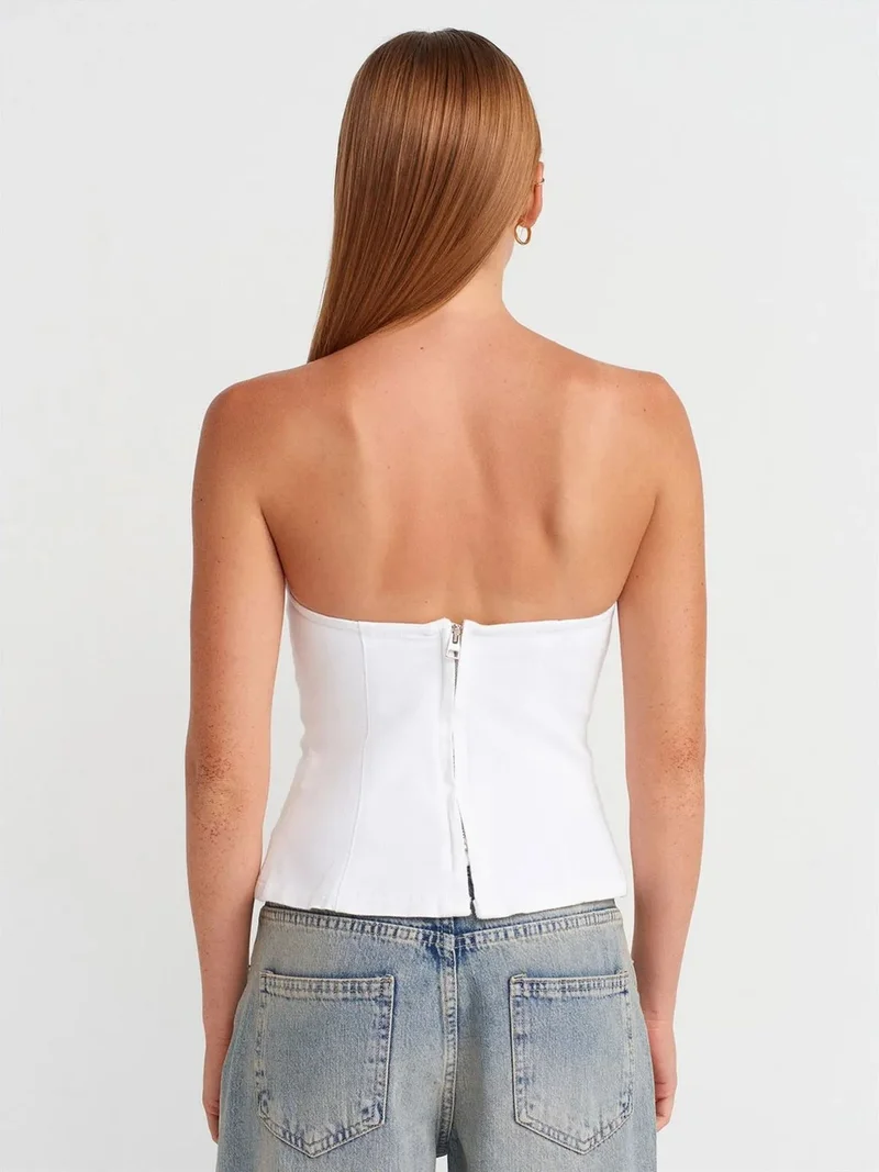 ديلفين Dilvin Strapless Fitted Peplum Blouse