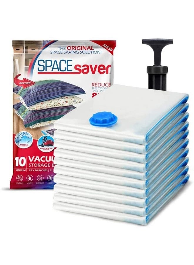 Spacesaver Premium Vacuum Storage Bags, Lifetime Replacement, Works with Any Vacuum Cleaner, 80% More Storage Space! Free Hand-Pump for Travel! - Image 1