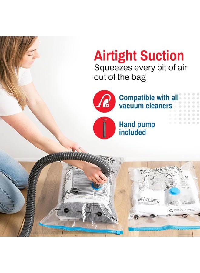Spacesaver Premium Vacuum Storage Bags, Lifetime Replacement, Works with Any Vacuum Cleaner, 80% More Storage Space! Free Hand-Pump for Travel! - Image 4