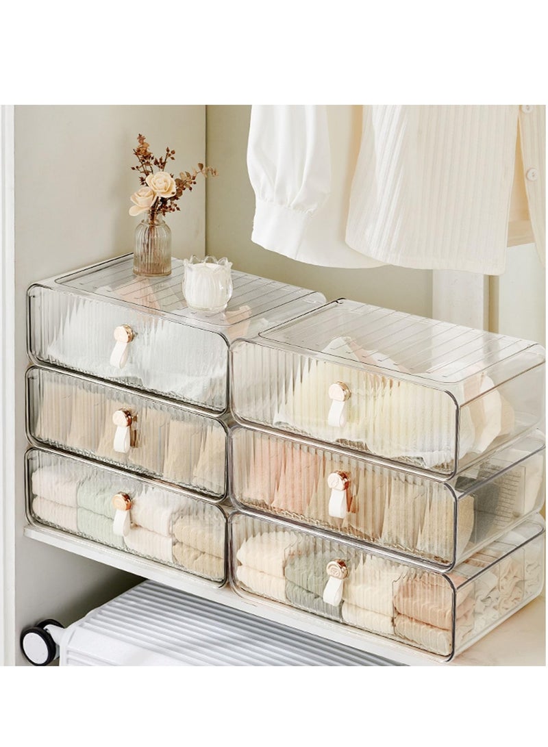 MIXDE Clear Acrylic Divided Socks & Underwear Organzier Box for Closet, Stackable Baby Clothes Organizer Bins with Removable Adjustable Dividers for Wardrobe/Countertop, 16 Cell - Image 2