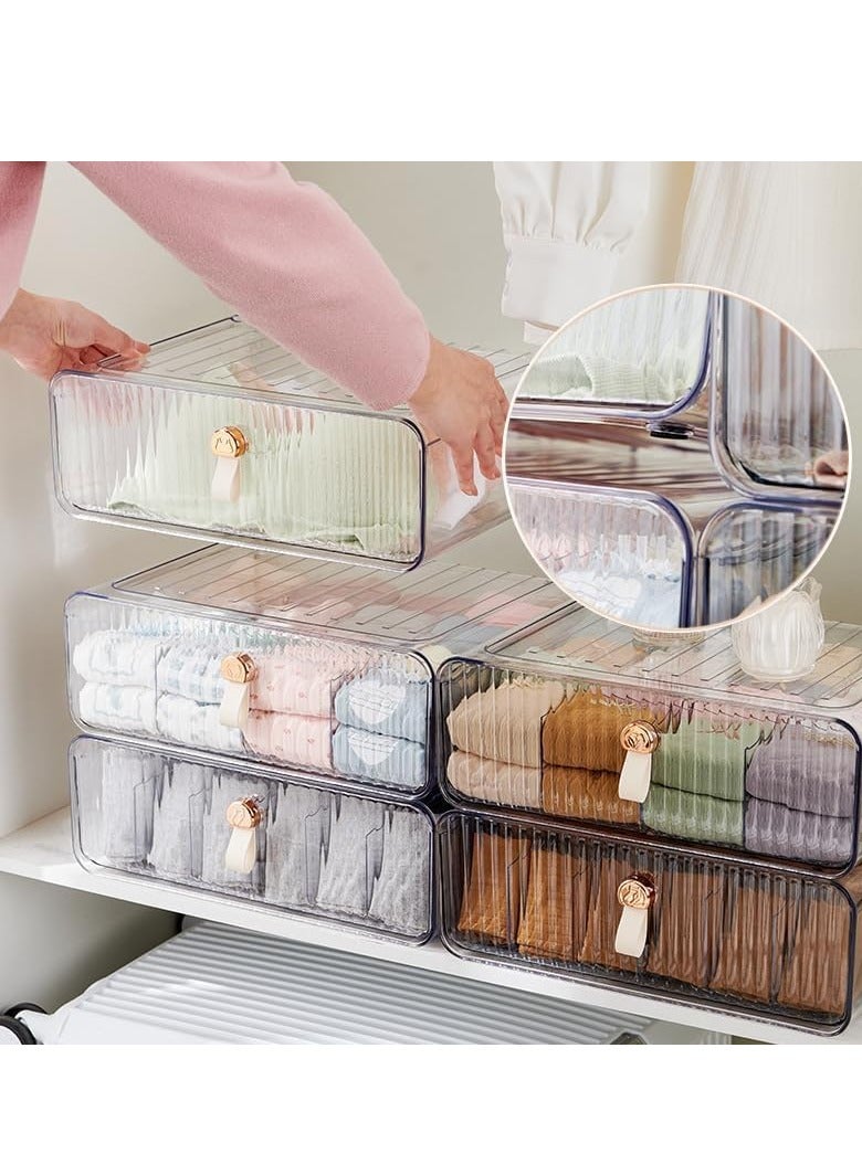 MIXDE Clear Acrylic Divided Socks & Underwear Organzier Box for Closet, Stackable Baby Clothes Organizer Bins with Removable Adjustable Dividers for Wardrobe/Countertop, 16 Cell - Image 4