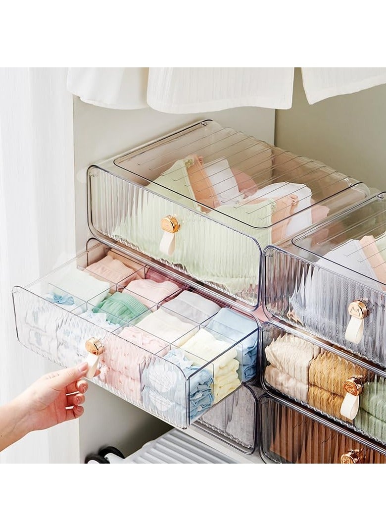 MIXDE Clear Acrylic Divided Socks & Underwear Organzier Box for Closet, Stackable Baby Clothes Organizer Bins with Removable Adjustable Dividers for Wardrobe/Countertop, 16 Cell - Image 5