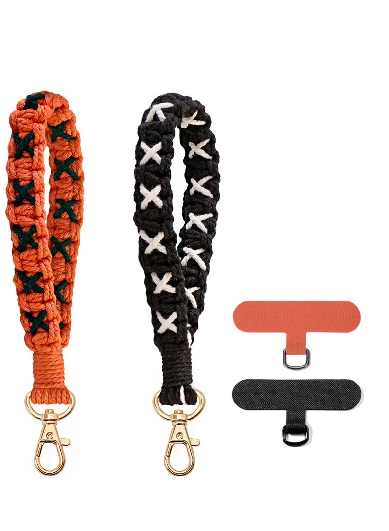 SYOSI Boho Macrame Phone Wrist Strap, Cell Phone Lanyard with Tether Tab, Smartphone Wristlet Bracelet Keychain with Universal Strap Holder Connector Patch - Image 1
