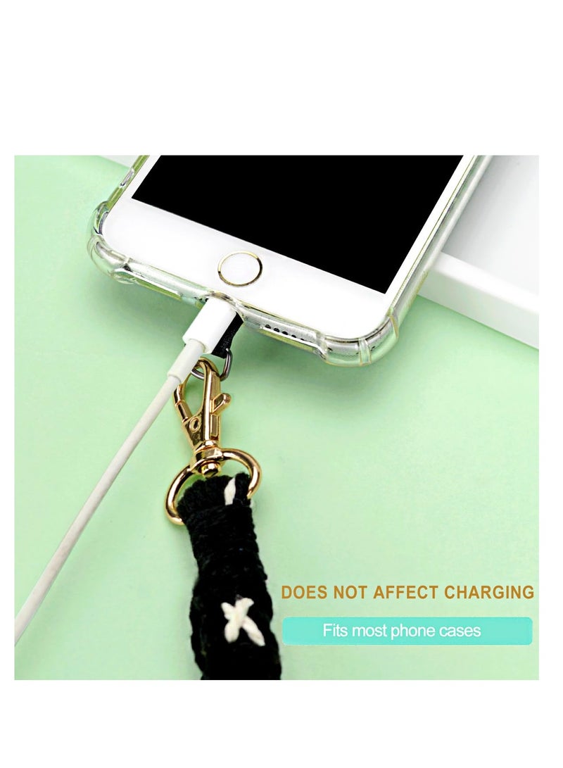 SYOSI Boho Macrame Phone Wrist Strap, Cell Phone Lanyard with Tether Tab, Smartphone Wristlet Bracelet Keychain with Universal Strap Holder Connector Patch - Image 5