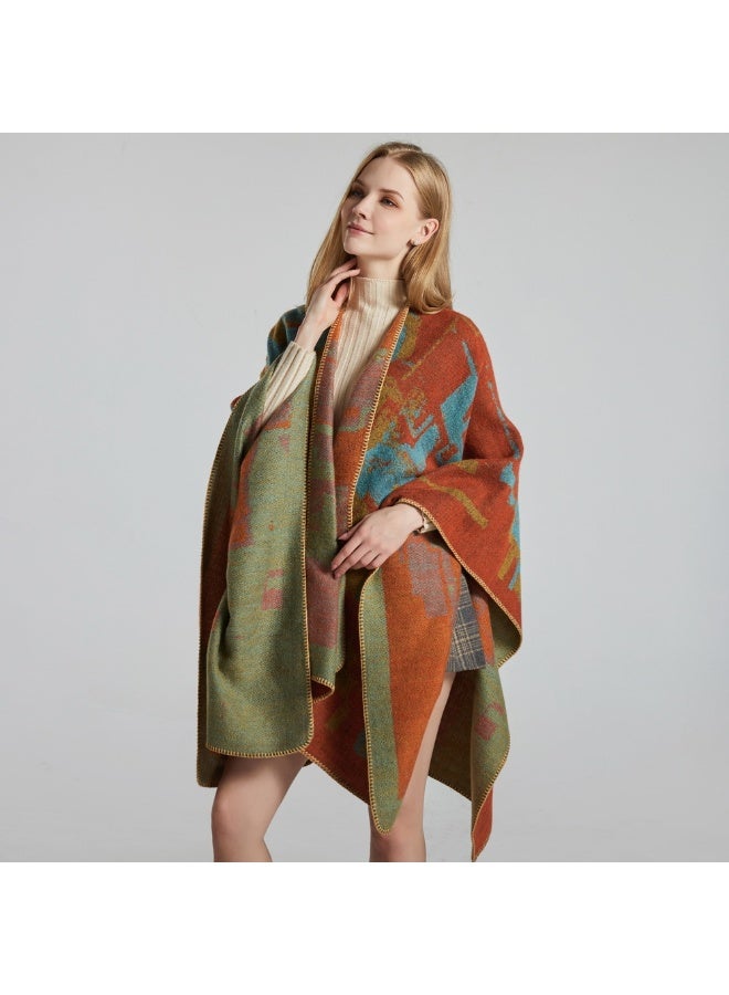 Womens Elegant Shawl Wraps Warm Fashionable Knitted Open Front Poncho Scarf Colourful Travel Office Large Scarf - Image 4