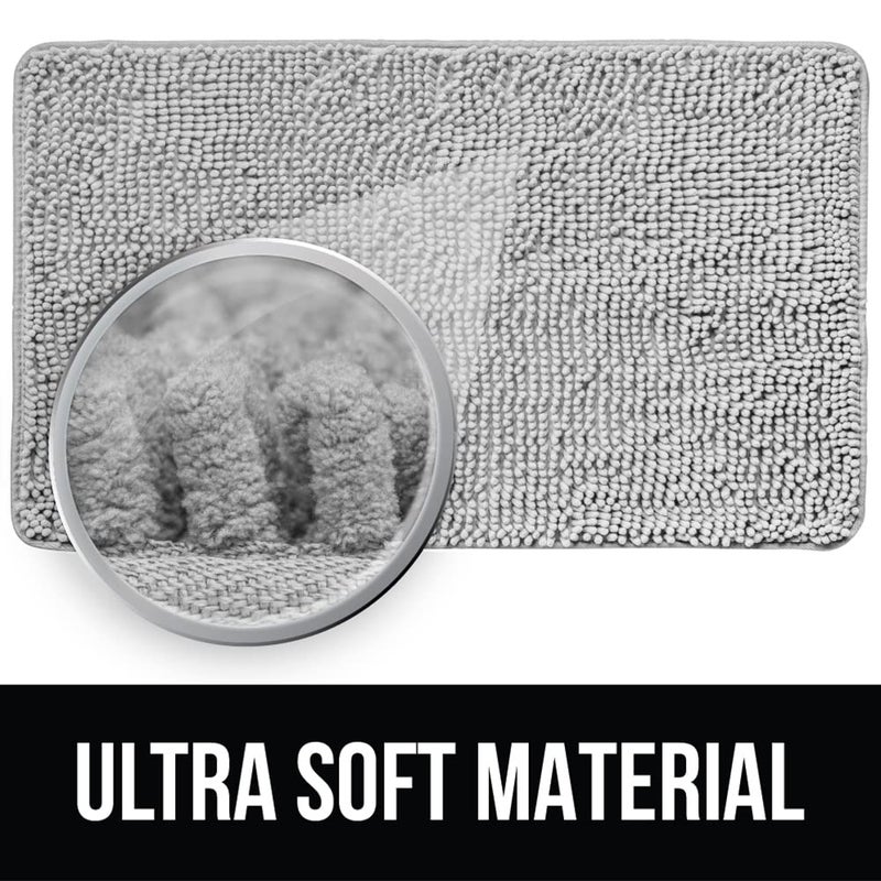 KANGAROO Bathroom Rugs, Chenille Soft Absorbent Bath Rug, Shaggy Shower Mat, Quick Dry Machine Wash Bathmat, Plush Carpet Mats for Tub, Bathtub and Room Home Decor Accessories, 30x20, Light Blue - Image 3