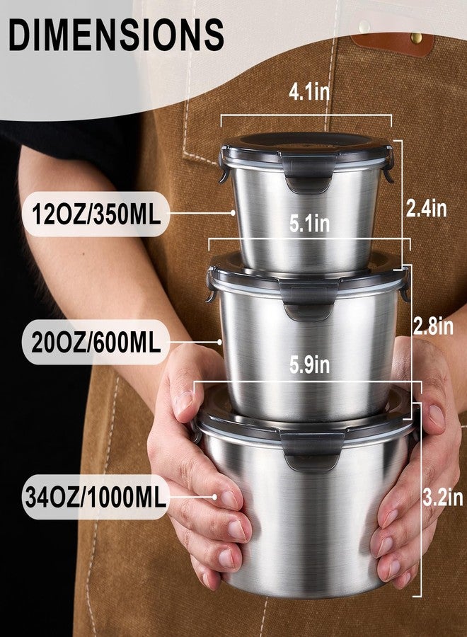 Baalaka Food Storage Containers, Airtight Food Storage Containers with Lids, Deli Containers Soup Containers with Lids Stainless Steel Set of 3 - Image 2