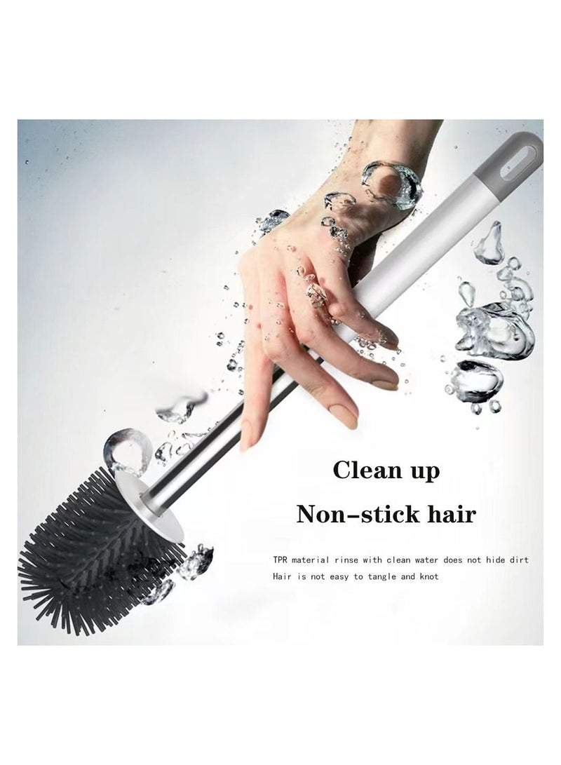 Daigiit Silicone Toilet Brush Holder With Bristle Brush Set Clean The Bathroom Anti-rust Anti-slip Long Handle Toilet Brush Water Filter Without Peculiar Smell Can Be Hung On The Wall Or Placed On The Ground  - Image 4
