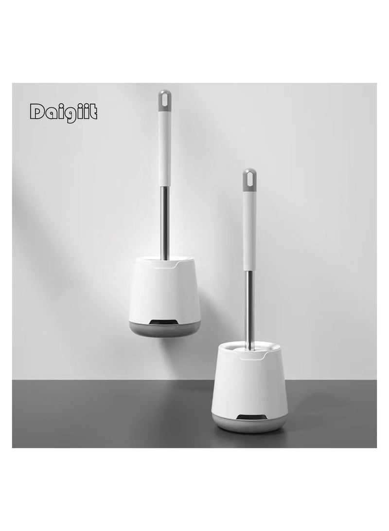 Daigiit Silicone Toilet Brush Holder With Bristle Brush Set Clean The Bathroom Anti-rust Anti-slip Long Handle Toilet Brush Water Filter Without Peculiar Smell Can Be Hung On The Wall Or Placed On The Ground  - Image 1