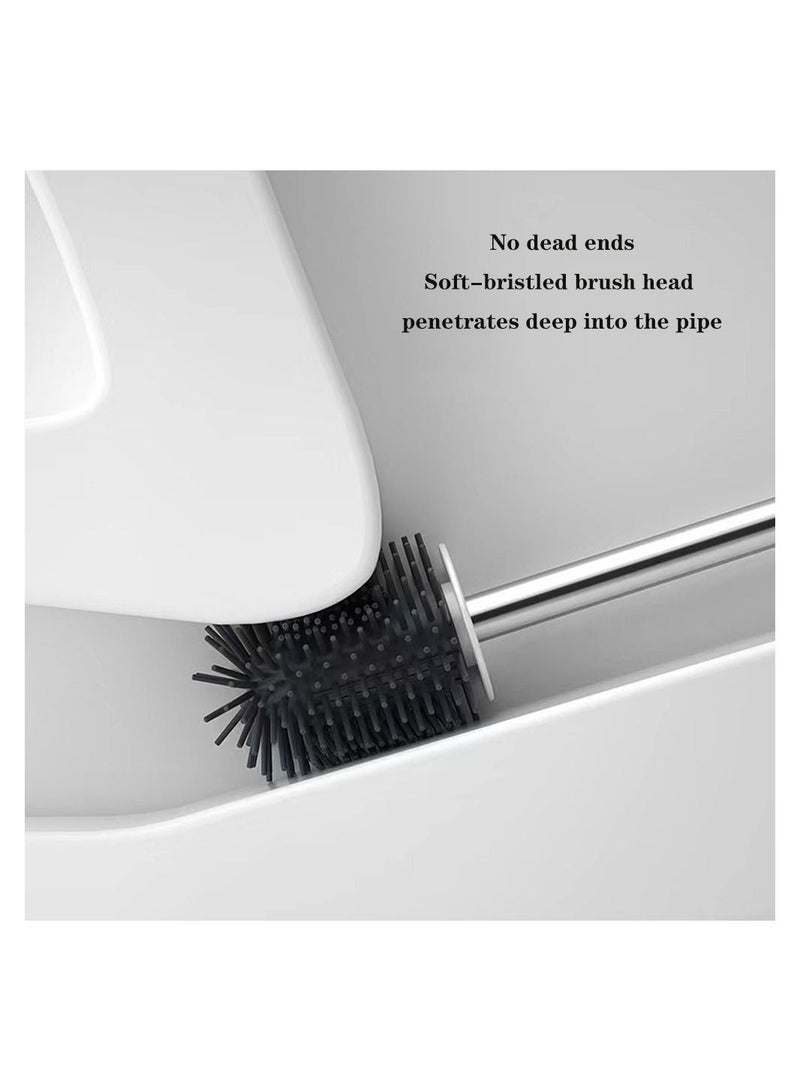 Daigiit Silicone Toilet Brush Holder With Bristle Brush Set Clean The Bathroom Anti-rust Anti-slip Long Handle Toilet Brush Water Filter Without Peculiar Smell Can Be Hung On The Wall Or Placed On The Ground  - Image 3