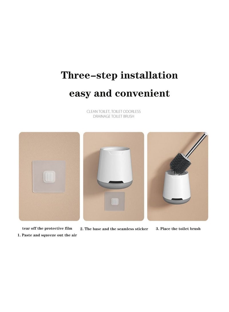 Daigiit Silicone Toilet Brush Holder With Bristle Brush Set Clean The Bathroom Anti-rust Anti-slip Long Handle Toilet Brush Water Filter Without Peculiar Smell Can Be Hung On The Wall Or Placed On The Ground  - Image 5