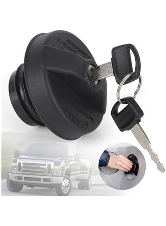 Auto Locking Gas Fuel Tank Cap With 2 Keys Compatible For Ford F150 F250 F350 F450 E450 Anti Theft Lock Cover 1 Set - Image 3