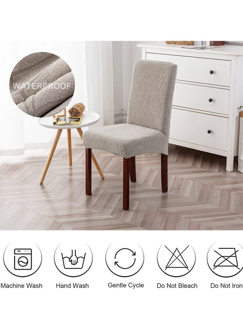 Captaintech Waterproof Chair Covers for Dining Room, Stretch Jacquard Dining Chair Slipcovers, Removable Washable Chair Protector for Kitchen, Hotel, Restaurant, (6 PCS,Light-gray) - Image 4