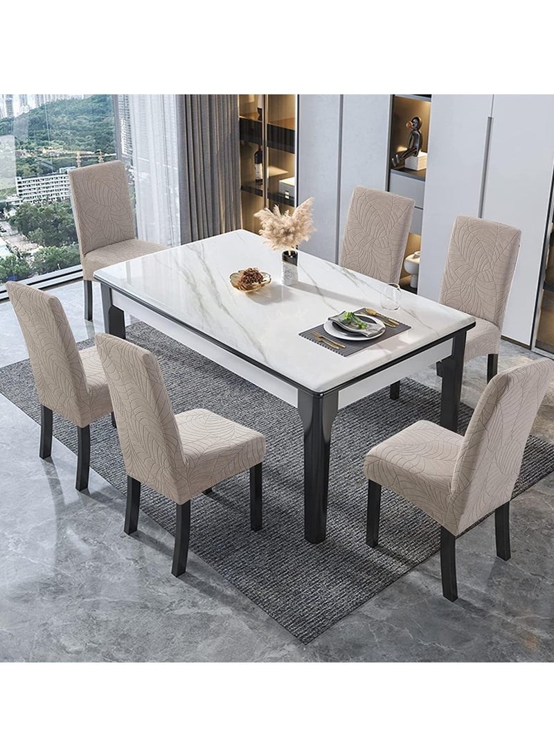 Captaintech Waterproof Chair Covers for Dining Room, Stretch Jacquard Dining Chair Slipcovers, Removable Washable Chair Protector for Kitchen, Hotel, Restaurant, (6 PCS,Light-gray) - Image 5