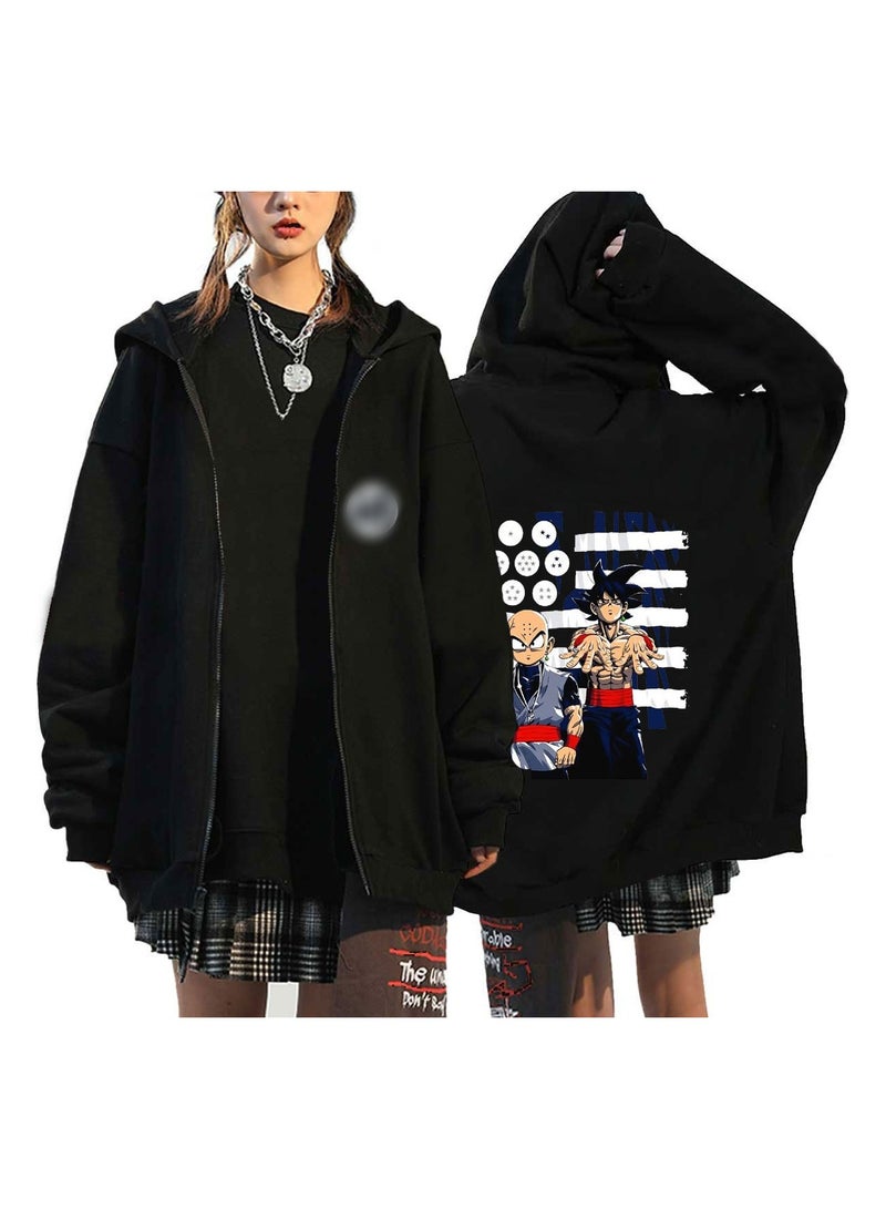 KUYING New Dragon Ball Casual Loose Zipper Hooded Jacket  - Image 1