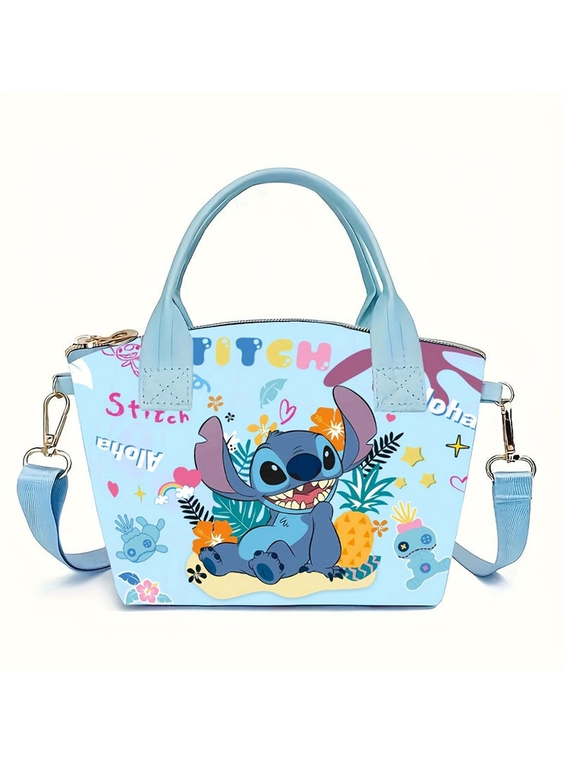 STITCH Boys and girls cartoon leather Stitch large capacity coin purse cosmetic bag for going out storage new dual-purpose portable messenger bag 23*18*6 