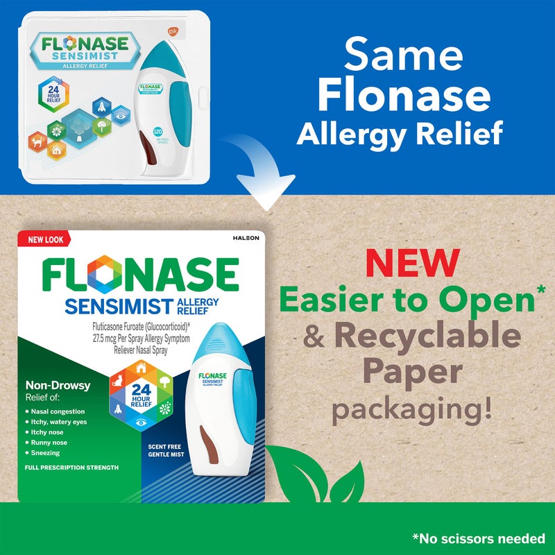 Flonase Sensimist Allergy Relief Nasal Spray for Non-Drowsy, 24-Hour Multi-Symptom Allergy Relief – 120 Sprays - Image 2